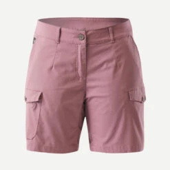 Short Cargo En Coton De Trekking Et Voyage - TRAVEL100 - Violet - Femme